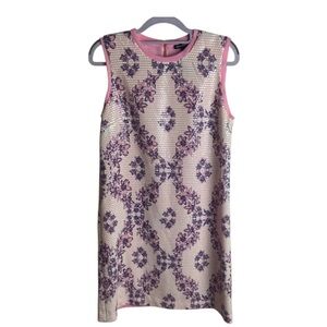 Juicy Couture Size 6 Sequin Shift Dress Pink Floral Event Wedding Guest Key Hole